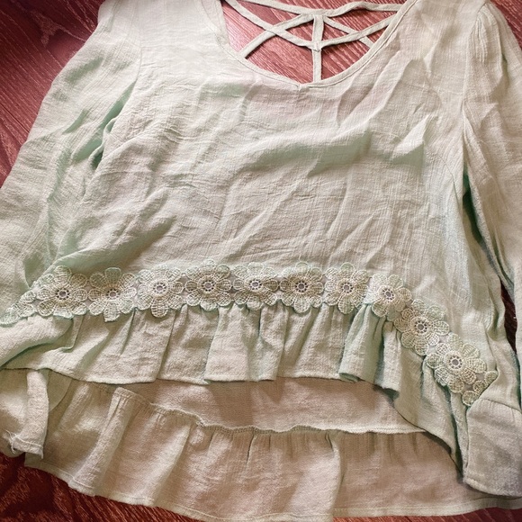 Green BOHO floral top M - Picture 4 of 4
